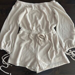 Bluivy Cream Waffle Knit Romper